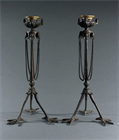 Picture of CA0785 Unusual Pair of Neo Pompeian candlesticks after the antique