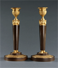 Picture of Fine Pair of French Empire 'Retour d'Egypte' Candlesticks in the manner of Claude Galle