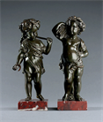 Picture of CA0761 Pair of 19th Century Bronze Harvest Cherubs after Clodion