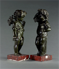 Picture of CA0761 Pair of 19th Century Bronze Harvest Cherubs after Clodion