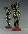 Picture of CA0761 Pair of 19th Century Bronze Harvest Cherubs after Clodion