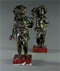 Picture of CA0761 Pair of 19th Century Bronze Harvest Cherubs after Clodion