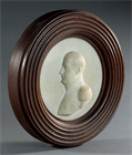 Picture of CA0401 Plaque of Napoleon in marble with reeded wooden frame