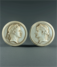 Picture of Grand Tour white marble relief portrait plaques of Caligula and Nero