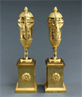 Picture of CA0724 Fine pair of French Empire ormolu gilt bronze cassolettes with swan handles