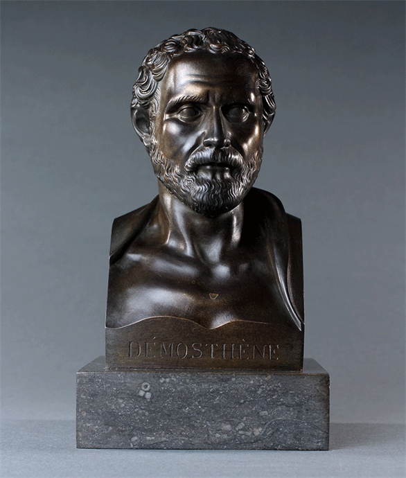 Picture of Grand Tour patinated bronze library bust of Demosthenes