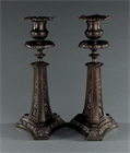 Picture of CA0722 Pair of Regency patinated bronze candlesticks