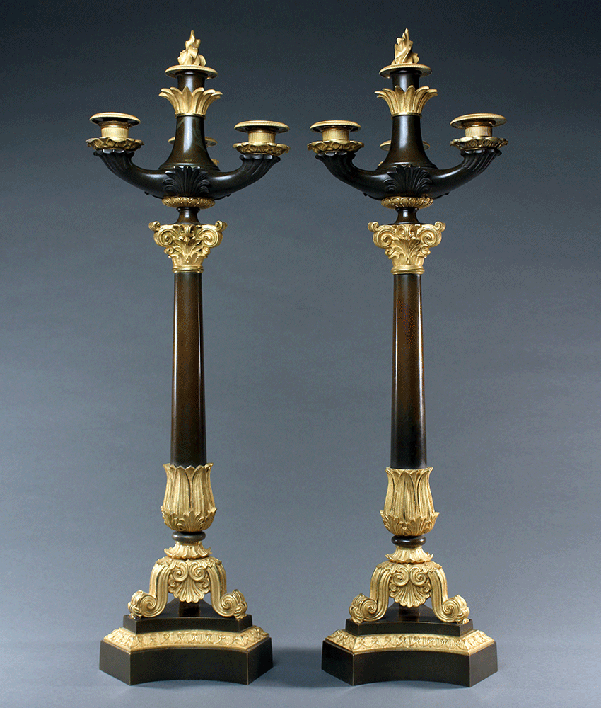 CA0712 Fine Pair of Late French Empire candelabra.