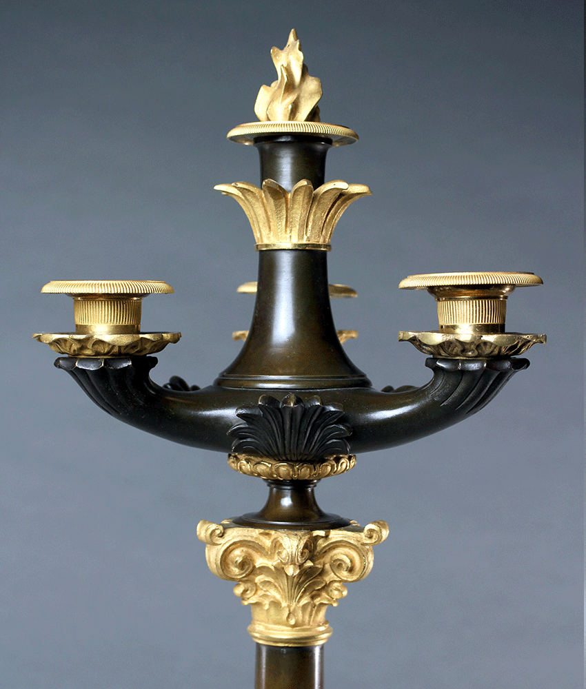 CA0712 Fine Pair of Late French Empire candelabra.
