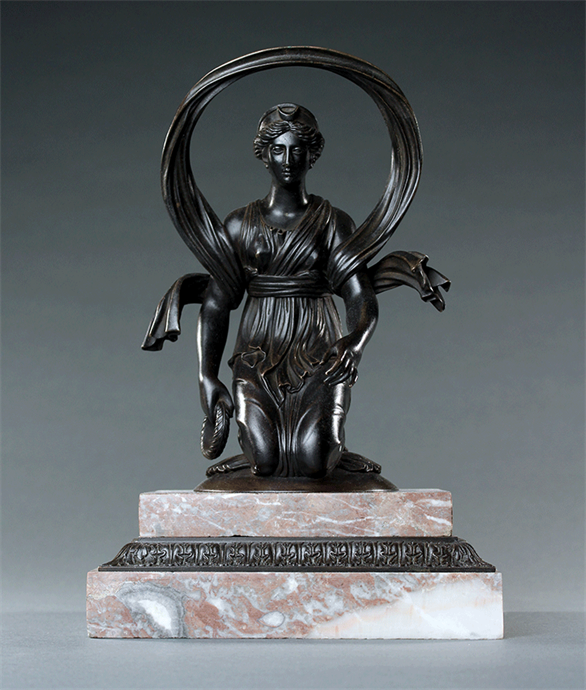 Picture of CA0713 Rare Kneeling Bronze of Selene on stepped marble base