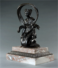 Picture of CA0713 Rare Kneeling Bronze of Selene on stepped marble base