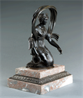 Picture of CA0713 Rare Kneeling Bronze of Selene on stepped marble base
