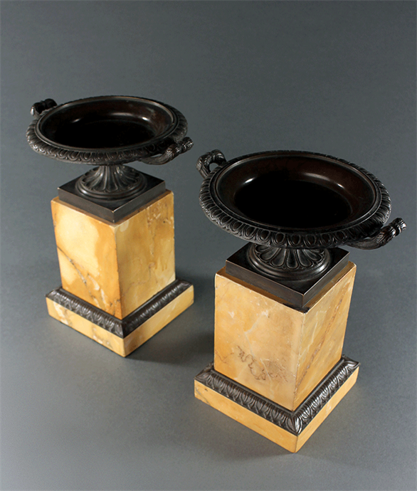 Picture of Pair of early 19th C. bronze and Siena marble tazzas