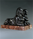 Picture of Egyptian Revival bronze patinated spelter sphinx models