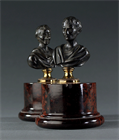 Picture of CA0666 18th Century pair of bronze busts of Rousseau and Voltaire on marble bases 