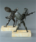 Picture of Pair of patinated bronze Grand Tour classical warriors after David