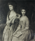 Picture of CA0644 Fine Quality Large Mezzotint of Elizabeth and Mary Linley after Gainsborough