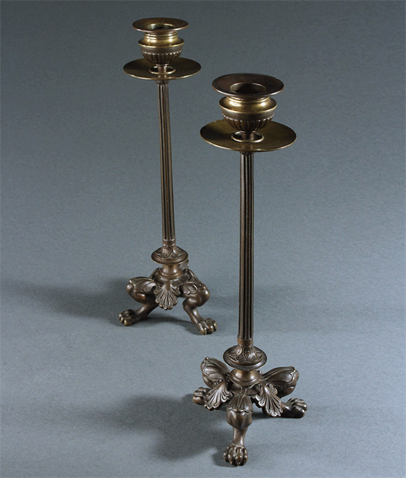 Picture of CA0643 Elegant pair of bronze Neo-Pompeian candlesticks