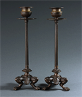 Picture of CA0643 Elegant pair of bronze Neo-Pompeian candlesticks