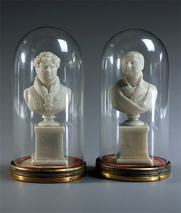 Picture of George IV and Duke of York in wax under glass domes