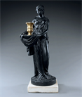 Picture of Regency candleholder of a muse in plaster after Hopper