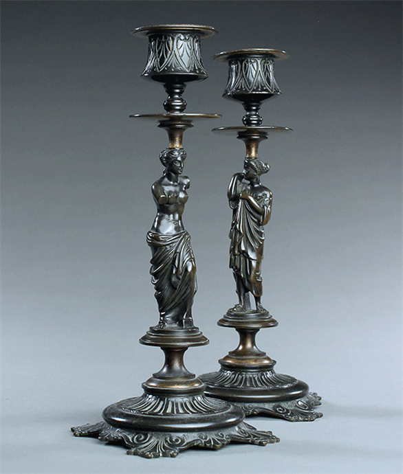 Picture of CA0584 Beautiful pair of French neoclassical candlesticks of Venus and Diana