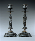 Picture of CA0584 Beautiful pair of French neoclassical candlesticks of Venus and Diana