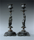 Picture of CA0584 Beautiful pair of French neoclassical candlesticks of Venus and Diana