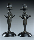 Picture of CA0564 Pair of French Egyptian Revival candlesticks