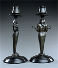 Picture of CA0564 Pair of French Egyptian Revival candlesticks