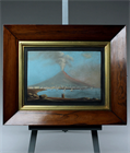 Picture of CA0540 Pair of Neapolitan watercolours of Vesuvius erupting by day and night