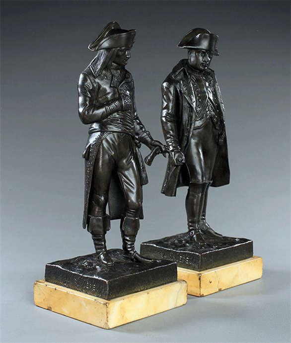 Picture of CA0569 Rare pair of Napoleon bronzes as revolutionary General and Emperor by Riviere