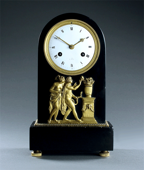 Picture of French Empire black marble borne clock