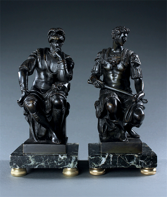 Picture of Pair of Patinated Bronze Figures of Lorenzo and Giuliano de’Medici