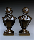 Picture of CA0550 Good size pair of bronze busts of Rousseau and Voltaire after Houdon