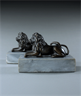 Picture of CA0484 Small pair of bronze English Regency lions