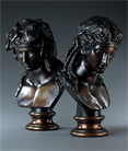 Picture of Large pair of Grand Tour library busts of Antinous and Ariadne