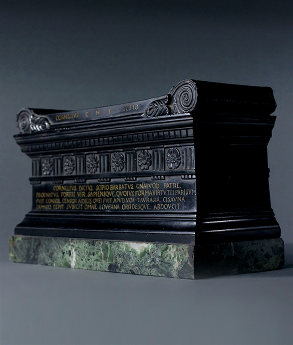 Picture of CA0492 Large Grand Tour black marble model of the Tomb of Scipio