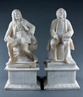 Picture of CA0496 Rare pair of Alabaster statues of Rousseau and Voltaire