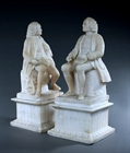 Picture of CA0496 Rare pair of Alabaster statues of Rousseau and Voltaire