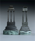 Picture of CA0498 Pair of Grand Tour Cabinet Bronzes of Temples in Rome