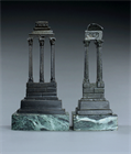 Picture of Pair of Grand Tour Cabinet Bronzes of Temples in Rome