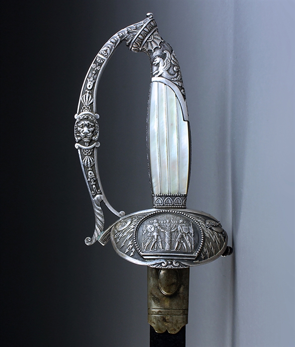 Picture of CA0475 Napoleonic period French silver sword by Fournera with a dedication