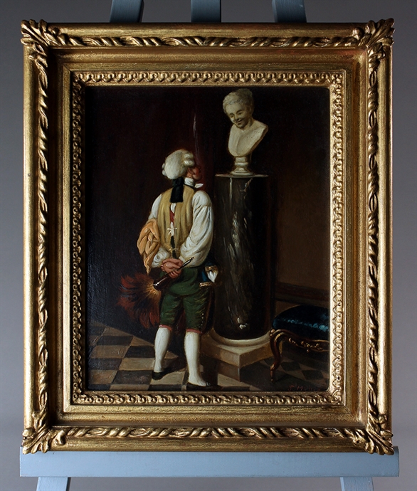 Picture of Late 19th Century Oil Painting of a Connoisseur Admiring his Collection
