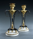 Picture of CA0487 A Fine Pair of Regency Athenienne Style Triform Candlesticks