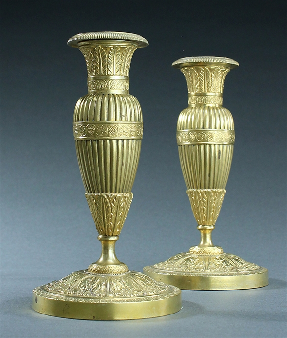 Picture of CA0490 Attractive pair of French Empire candlesticks