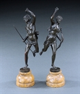 Picture of Pair of bronze statuettes of Diana and Hippolytus by Rancoulet