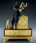 Picture of CA0402 Fine French Empire clock depicting Homer in the Ruins of Troy