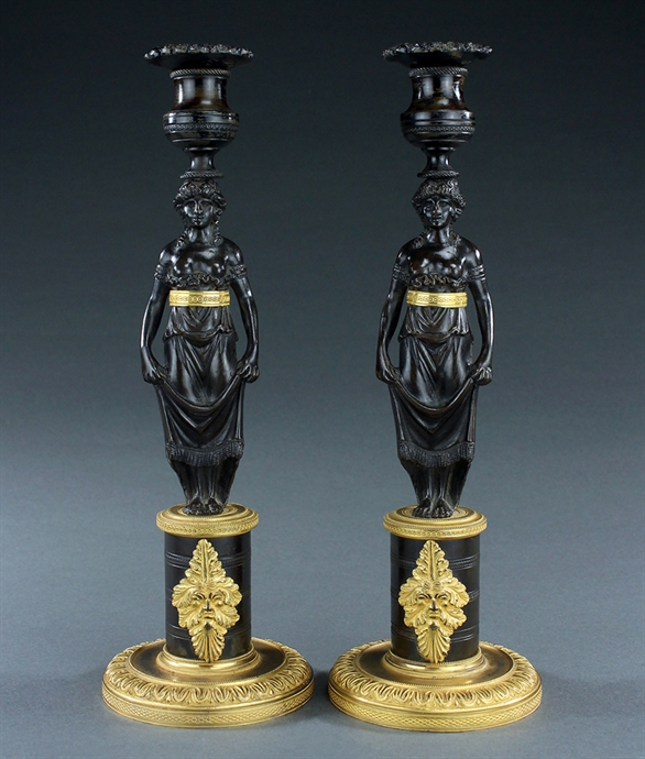 Picture of Pair of English Regency caryatid candlesticks