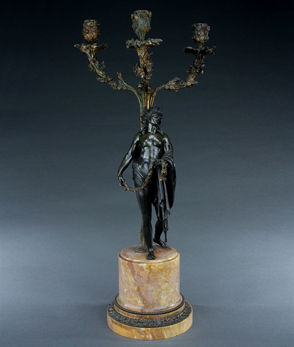 Picture of Fine candelabrum on substantial Giallo Antico marble base